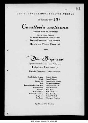 Cavalleria rusticana (Sizilianische Bauernlehre)