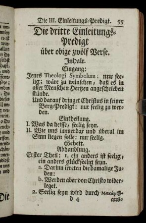 Die dritte Einleitungs-Predigt über obige zwölf Verse.