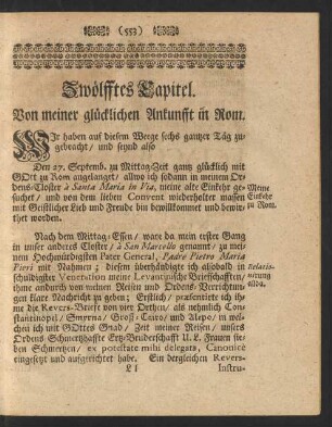 Zwölfftes Capitel. Von meiner glücklichen Ankunfft in Rom.