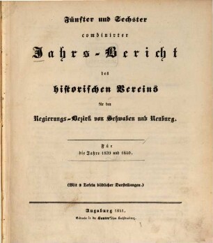 Jahresbericht des Historischen Kreisvereins im Regierungsbezirke von Schwaben und Neuburg. 5/6. 1839/40 (1841)