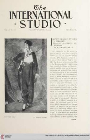 Vol. 60 (1916/1917) = No. 238: Ignacio Zuloaga by John S. Sargent : Ignacio Zuloaga's exhibition