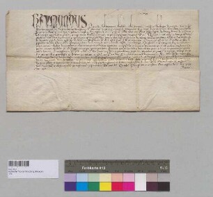 Der päpstliche Legat Raymundus Peraudi, Domdekan zu Saintes, Archidiakon zu Aunis, päpstlicher Protonotar, gewährt der Kapelle S. Sepulchri im Chor der Kirche des Karmelitenklosters in Straubing einen Ablass. S: Raymundus Peraudi, päpstlicher Legat etc.