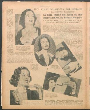La linea juvenil del cuello es muy importante para la belleza femenina : Una clase de belleza por semana