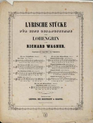 Lyrische Stücke für eine Gesangstimme aus Lohengrin, 2. Elsa's Gesang an die Lüfte : (Akt 2, Scene 2)