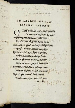 2r In laudem musices Ioannes Telorus