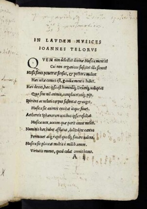 2r In laudem musices Ioannes Telorus