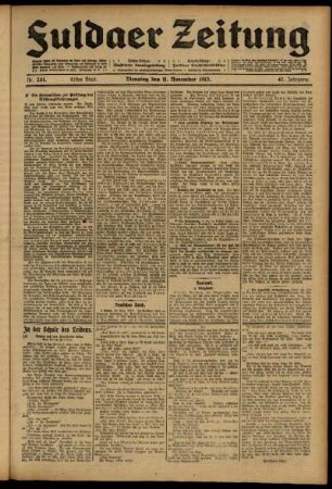 Erste Ausgabe vom Dienstag, den 11. November 1913.