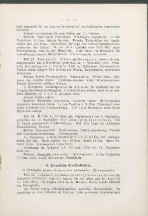 II. Chronische Krankheitsfälle.