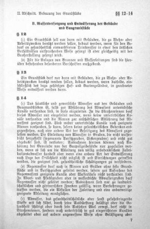 B. Wasserversorgung und Entwässerung der Gebäude und Baugrundstücke (§ 12 - § 21)