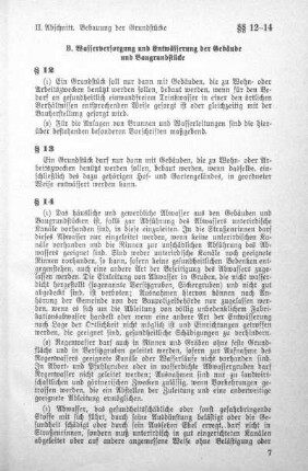 B. Wasserversorgung und Entwässerung der Gebäude und Baugrundstücke (§ 12 - § 21)