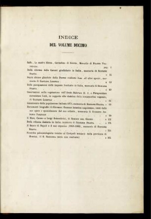 INDICE DEL VOLUME DECIMO