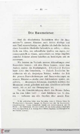 V. Die Baumeister