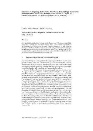 Elektronische Lexikografie zwischen Grammatik und Lexikon