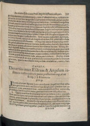 Caput V. De tertio inter Esdram & Angelum institutio colloquio ex parte posteriori cap. 6. ut & cap. 7.8. & initio capitis 9