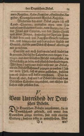 V. Vom Unterscheid der Deutschen Bibeln.