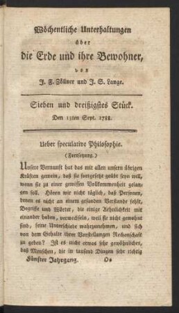 Sieben und dreißigstes Stück