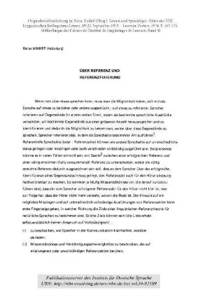 Über Referenz und Referenzfixierung