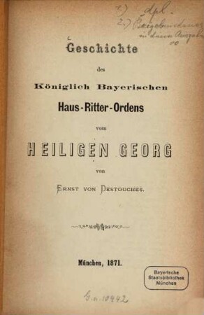 Geschichte des Königlich Bayerischen Haus-Ritter-Ordens vom Heiligen Georg