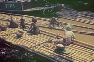 Bambusflöße auf Java : Reisefotos Indonesien. Java. Bambusflöße