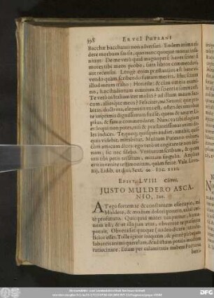 Epist. LVIII. Clivos. Iusto Muldero Ascanio, Suo.