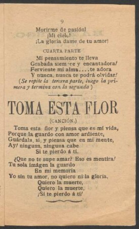 Toma esta Flor. : (Canción.)