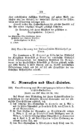 Bereicherung der Universitäts-Bibliothek zu Bonn : [II. Akademien und Universitäten]