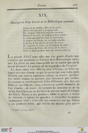 XIX. Description d’un Camée dela Bibliothèque nationale