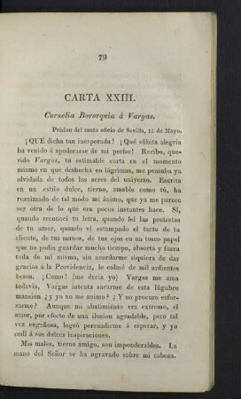 Carta XXIII. Cornelia Bororquia á Vargas.