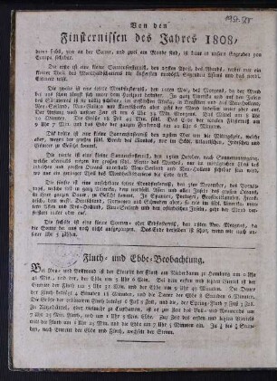 Von den Finsternissen des Jahres 1808