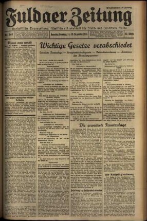 Erste Ausgabe vom Samstag, den 14. Dezember 1935.