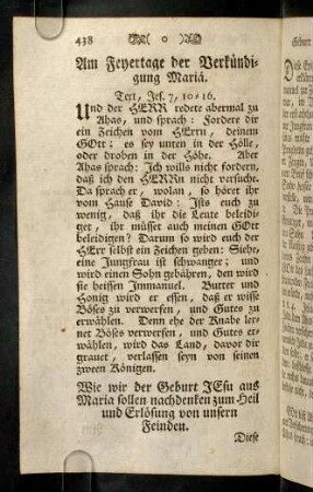 438-449, Am Feyertage der Verkuendigung Mariae
