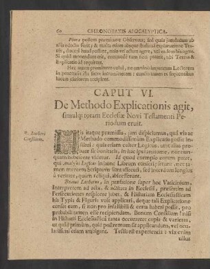 Caput VI. De Methodo Explicationis agit, simulq; totam Ecclesiae Novi Testamenti Periodum eruit.