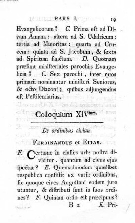Colloquium XIV tum. De ordinibus civium