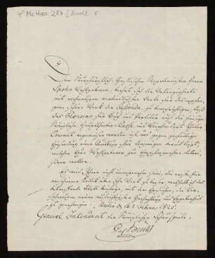 Brief von Karl Moritz von Brühl an Louis Spohr