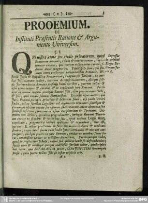 Prooemium. De Instituti Praesentis Ratione & Argumento Universim