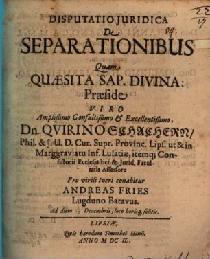 Disp. iur. de separationibus