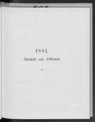 1881. Januar und Februar.