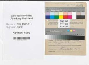 Entnazifizierung Franz Kuklinski, geb. 26.11.1909 (Zollbeamter)