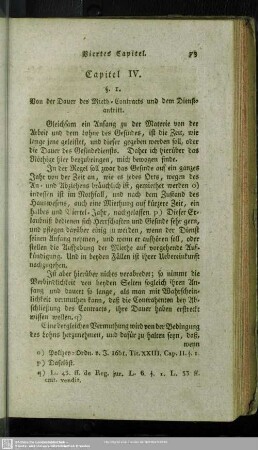 Capitel IV. [Von der Dauer des Mieth-Contracts und dem Dienstantritt]