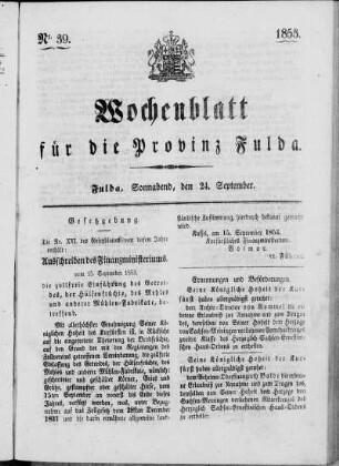 Nr. 39, Ausgabe vom 24. September 1853
