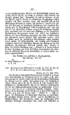 Fortdauernde Gültigkeit des §§. 33. Tit. 12. Th. II. A. L. R. und Anwendung dieser Vorschrift : [V. Volksschulwesen]
