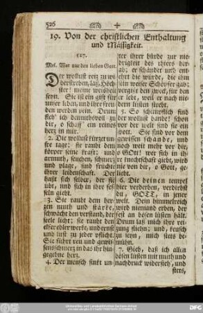 19. Von der christlichen Enthaltung und Mässigkeit.
