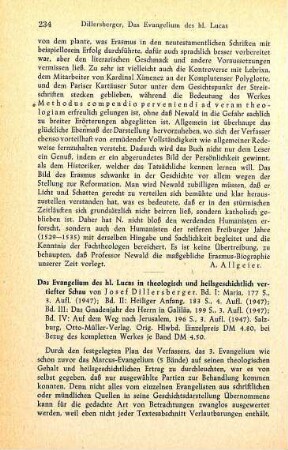 234-236 [Rezension] Dillersberger, Josef, Lukas; Bd. I - IV, 3. Aufl.
