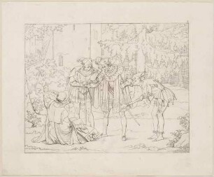 Zu Shakespeares "König Lear", Blatt 5, 2. Akt, 4. Szene: Lear und der Mann im Stock
