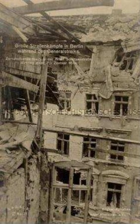 Zerstörtes Haus während des Generalstreiks
