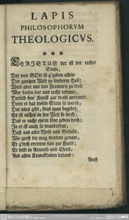 Lapis Philosophorum Theologicus