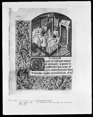 La doctrine du disciple de Sapience — Engel und Teufel am Sterbebett, Folio 5verso