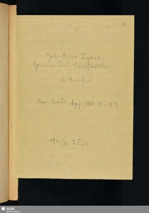 Nr. 11-11a. Lyser, Johann: 2 Briefe