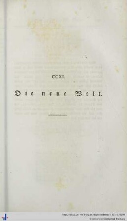 CCXI. Die neue Welt - CCXV. Vom Nuzen der Messe.