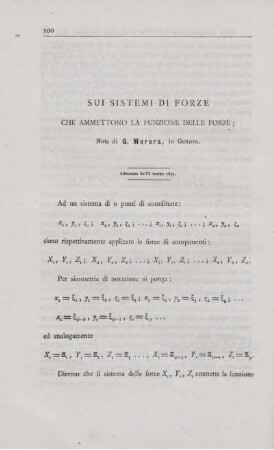 Sui sistem die forze che ammettono la funzione delle forze.